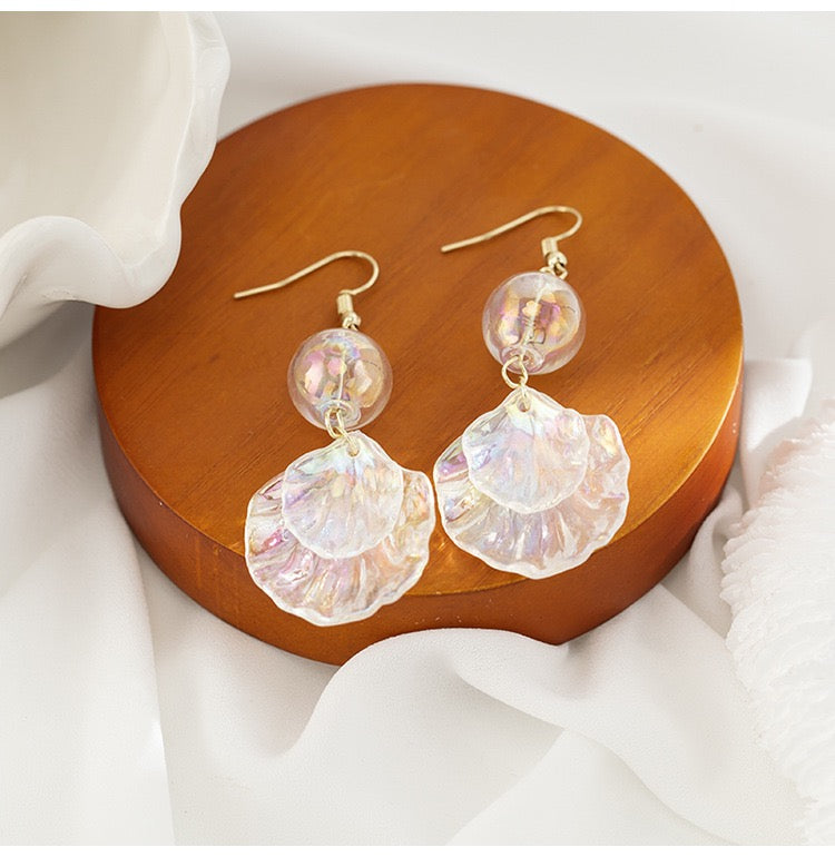 Transparent shell long magic pendant earrings super fairy simple temperament light luxury