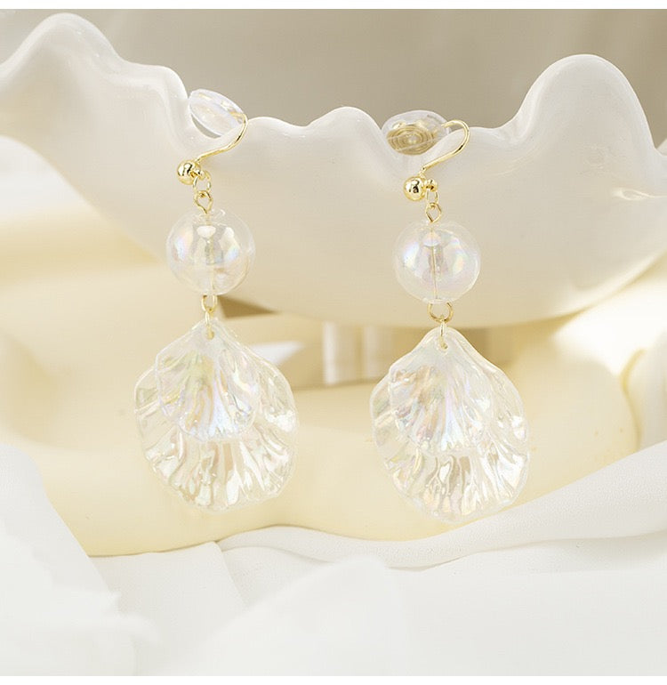 Transparent shell long magic pendant earrings super fairy simple temperament light luxury